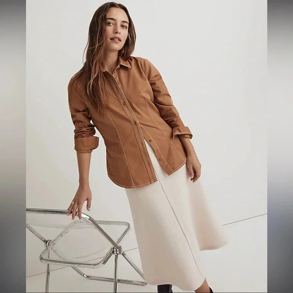 Madewell Darted Button Up Shirt in (Re)generative Chino Size 14 - Picture 2 of 5